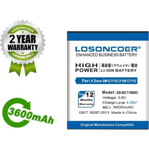 LOSONCOER Battery 3600mAh EB-BC115BBC NFC Battery For Samsung GALAXY K Zoom SM-C1116 C1158 C1115 EB-BC115BBC EB-BC115BBE