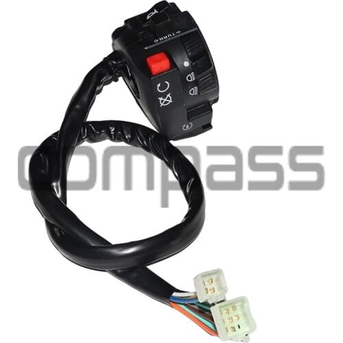 Motorcycle Light Hi-Lo Beam Kill Electric Start Turn Horn 5-Function Switch with Choke Lever for ATV Quad