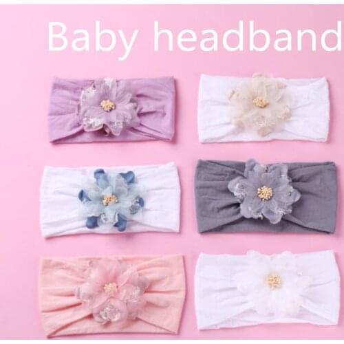 New Childrens Headband Nylon Mesh Artificial Flower Baby Headband Baby Lace Headband