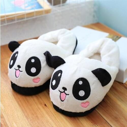 2021 New Winter Indoor Panda Slippers Flat Furry Home Cartoon Women Slippers Unisex Couple Animal Warm Non-slip Shoes