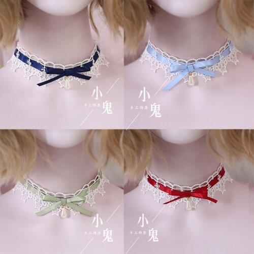 High Quality Lolita Alice Daily Life Versatile Neck Cute GIRLS Necklace Lace Bow Necklace