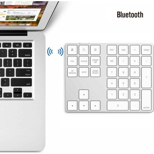 Yuanlin Portable Aluminum 34 Keys Wireless Bluetooth3.0 Keyboard Keypad for iOS Android Windows MacBookAir/pro клавиатура 무선 키보드