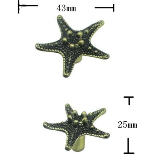 Vintage Furniture Handle Starfish Knobs and Handles Door Zinc Alloy Handle Cupboard Drawer Kitchen Modern Pull Knob Hardware,1PC
