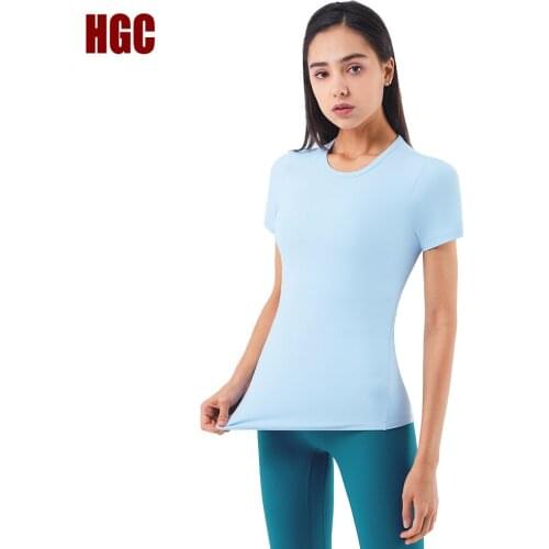 Yoga Top For Women Slim Sports Top Workout Short Sleeve T-shirt Female Gym Running Loose Fitness Breathable Training Blouse HGC