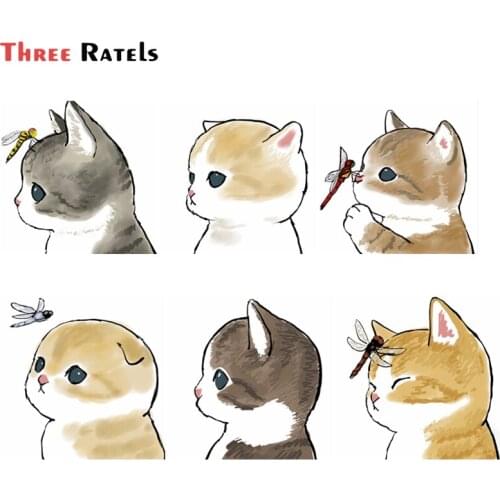 Three Ratels F235 Cute Kawaii Mofu Sand kitty Cat Sticker Car Decal for Honda Accord Accessories Vinyl Wrap
