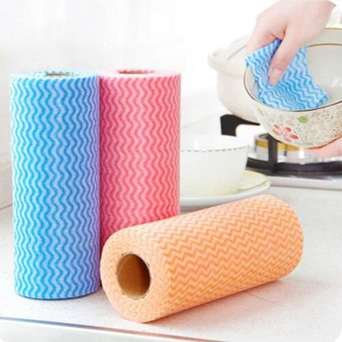 50Pcs/Roll Disposable Dishcloth Kitchen Bathroom Cleaning Washing Cloth Rag Non-woven Fabrics Disposable Washing Cloth Kitchen
