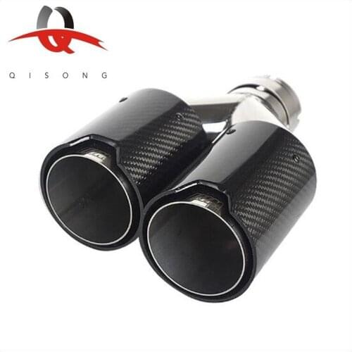 QISONG - Universal Car Refitted Bright Black Carbon Fiber Exhaust Muffler Tips M Type Performance Exhaust Tail Pipe for BMW Car