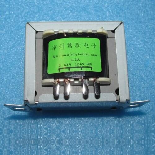 AC input: 0-220V-235V output: 0-6.3V-12.6V-16V 1.1A 18W 220V power transformer copper enameled wire, fixed with horseback clip