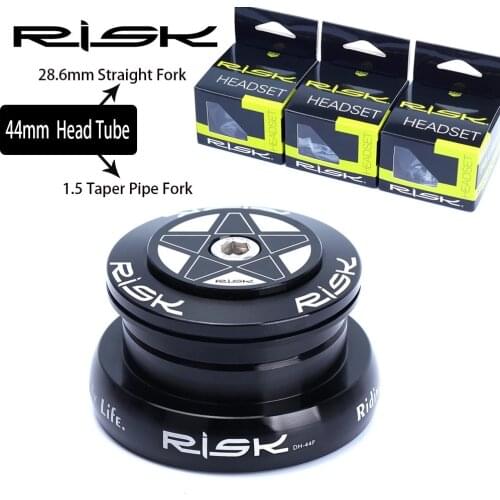 RISK DH-44F Bicycle Headset External Bike Headset For 44mm Straight Head Tube With 28.6mm Straight Fork or 1.5 Taper Pipe Fork