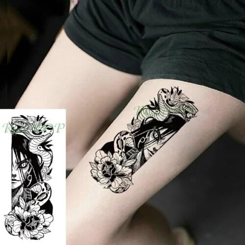 Waterproof Temporary Tattoo Sticker Japanese cartoon Anime Orochimaru snake flower Fake Tatto Flash Tatoo for Girl Women Men
