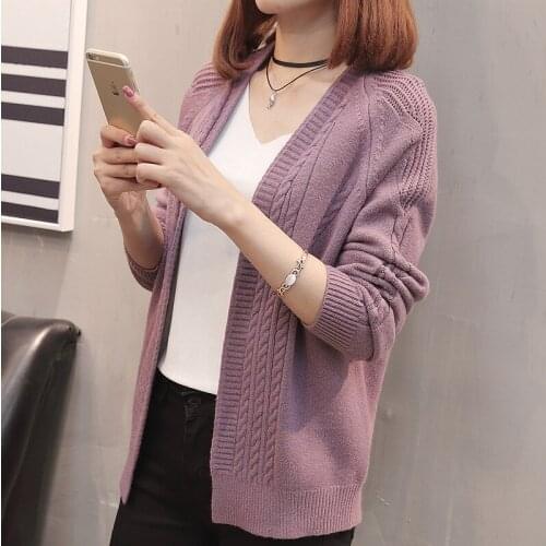 Knitted Cardigan Sweater Women 2020 New Autumn Winter Long Sleeve Sweaters Hollow Female Outerwear Coat Loose Jacket Top