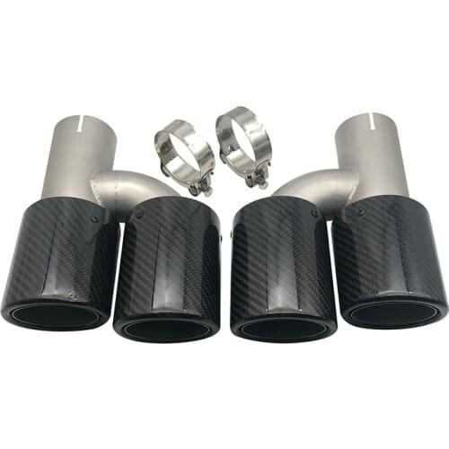 Car Exhaust pipe tail nozzle h-shaped double nozzle carbon fiber twill sandblasting 4 tail throat silencer