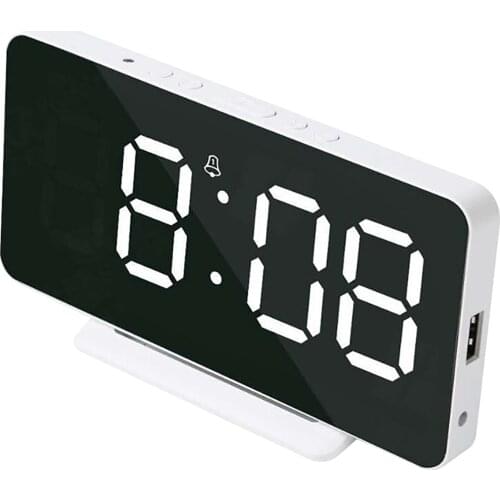 Creative Large Screen Led Mirror Clock Usb Charging Photosensitive Digital Sleep Alarm Home Decoration Alarm Clocks