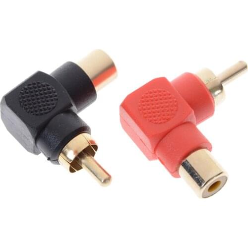 1 PCS Red/Black 90 Degree RCA Right Angle Male to Female Phone Adapters AV Plug Connector