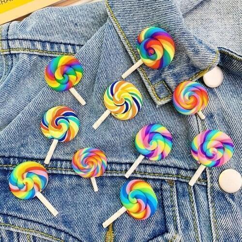 1 Pc Rainbow Colorful Lollipop Brooch Charms Pin DIY Handmade Jewelry Accessories