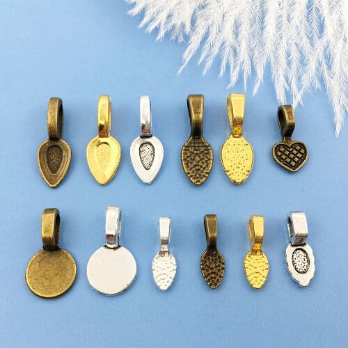 130pcs Mix Color Spoon DIY Oval Glue on Bails-Small Pendant Jewelry for Pendant Making Scrabble Or Glass Cabochon Tiles Pendants