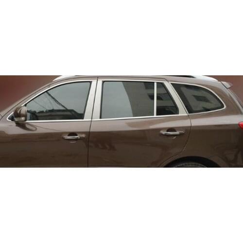 2007 2008 2009 2010 2011 2012 for Hyundai Santa Fe Chrome Window Trim 22pcs Frame Sill Belt Trims With Center Pillar GH