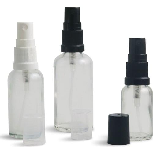 200 x 100ml 50ml 30ml 20ml 10ml Clear glass essential oil bottle with sprayer 1oz glass Oil sprayer bottle cosmetic packaging
