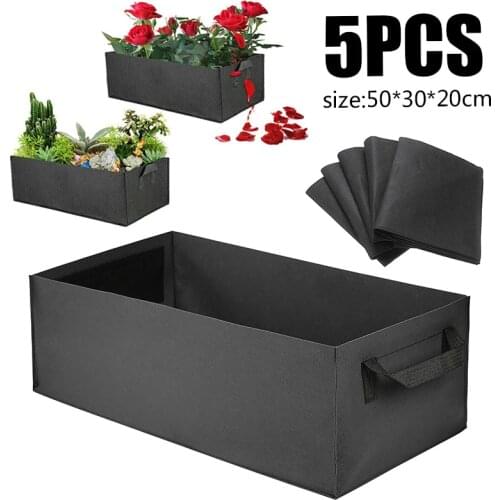 5pcs Reusable Non-woven Grow Bag Flower Vegetable Garden Bed Tomato Potato Carrot Growing Bag