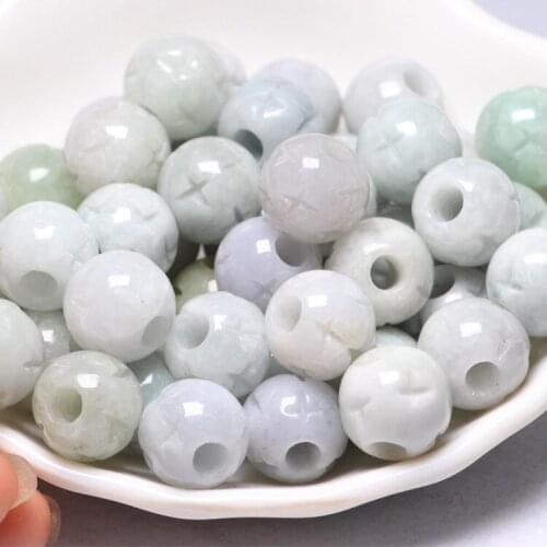 5PC Natural Jade Emerald carving Bead 10-13mm DIY Accessories Bangle Charm Jewellery Fashion Hand-Carved Luck Gifts Amulet