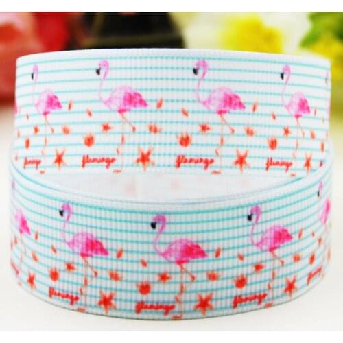 22mm 25mm 38mm 75mm Ruban satin Flamingo Cartoon Character printed Grosgrain Ribbon party decoration X-02025 10 Yards