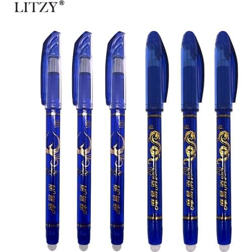 4/8Pcs/Set Erasable Gel Pen 0.5mm Erasable Pen Refill Rod Blue Ink Washable Handle for School Stationery Office Writing Tools