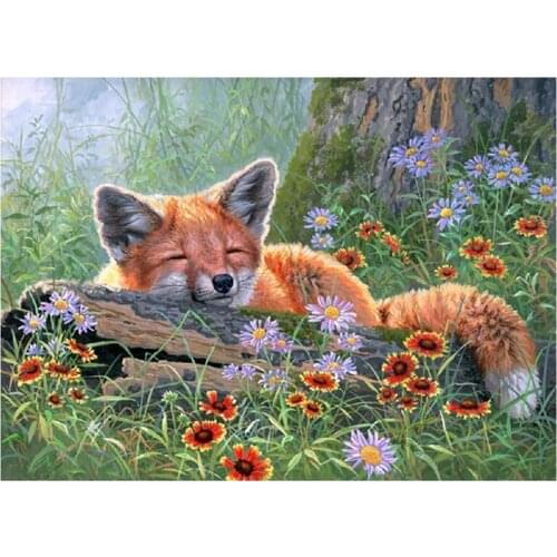 Diamond Painting Full Circle Diamond Kit Rhinestone Picture Art Craft Home Door Decoration (Little Fox)