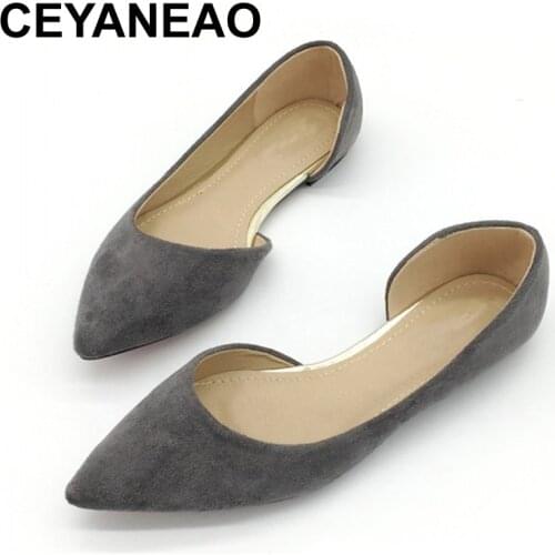 CEYANEAO Newest Womens Basic Flats Shoes Spring Autumn Pointed Toe Shallow Ballet Flats Shoes For Woman Ladies Single Shoes