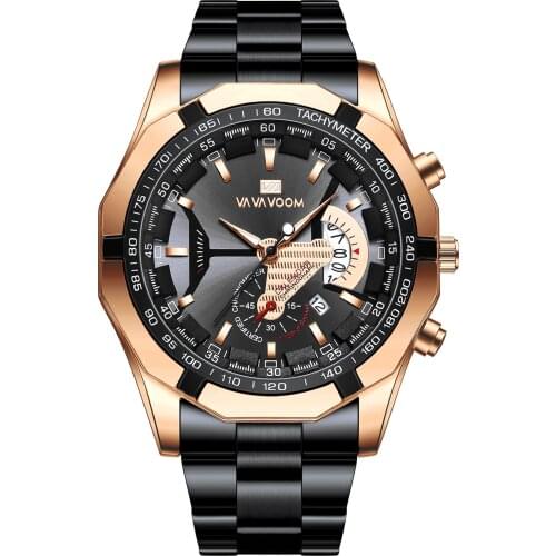 Black gold men luxury watch luminous calendar men watch waterproof stainless steel sports and leisure watches for men