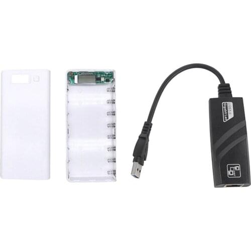 DIY 8X18650 Portable Battery Power Bank Shell Case with Gigabit Rj45 Ethernet Lan Network Adapter