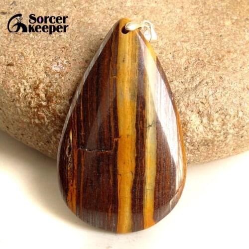 Collares Pendant Necklace Natural Sunset Jaspers Stone Gem Men Jewelry Leather Necklace & Pendant New Fashion Bijoux Women CS078