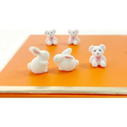 Day net with the velvet bear jade rabbit DIY japanese girl earrings material small white rabbit ear accessories accessories 4pcs