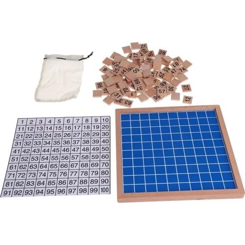 Wooden Montessori Hundred Board Math 1 to 100 Consecutive Numbers Counting Toy