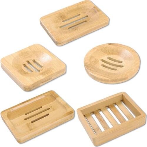 Wooden Natural Bamboo Soap Dishes Tray Holder Storage Soap Rack Plate Box Container Portable Bathroom Soap Dish Storage Box