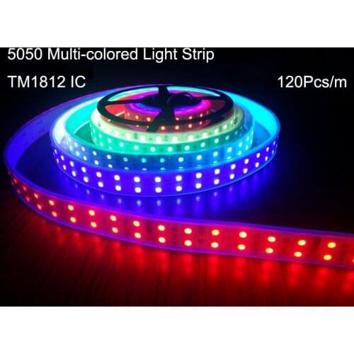 20m Double Row LED Light TM1812 IC 5050 Dream Color RGB LED Strip 120leds/M 5m/roll DC12V Tube Waterproof/Non Led Flexible Tape