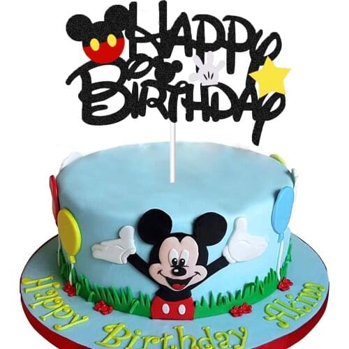 Mickey Mouse Party Felt cloth Cartoons Happy Birthday Cake Topper Cake Flags Wedding Party Cupcake Decor Baby Shower Supplies
