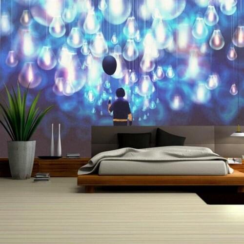 Custom Photo Wallpaper Dream Hand-Drawn Boy Blue Wallpaper for Walls Boys Bedroom Wallpaper Living Room Sofa Ideas Wall Covering