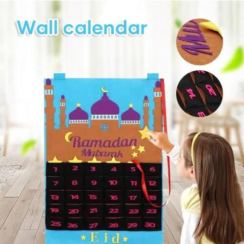 Eid Calendar Countdown Calendar Eid Calender Activities for Kids with 30 Reusable Stars Room Home Decor NK-Shopping