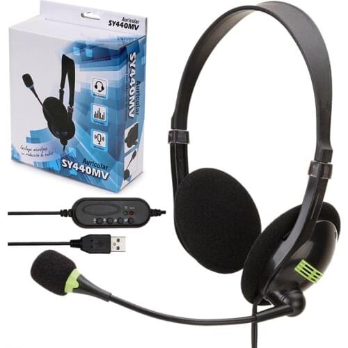 SY440MV USB Interface Head-mounted Gaming Headset For Laptop Computer PC Earphon With Micr Wired Stereo Headphones