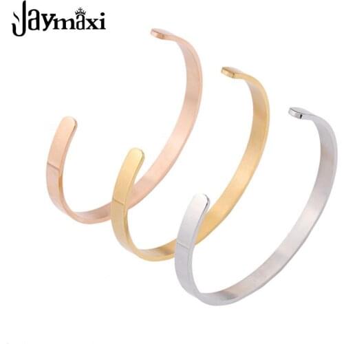 Jaymaxi Stainless Steel Bangle C Shape DIY Blank Cuff Bangle 2mm Thickness 6mm Width Inner Dia 65mm 10piece/lot Wholesales