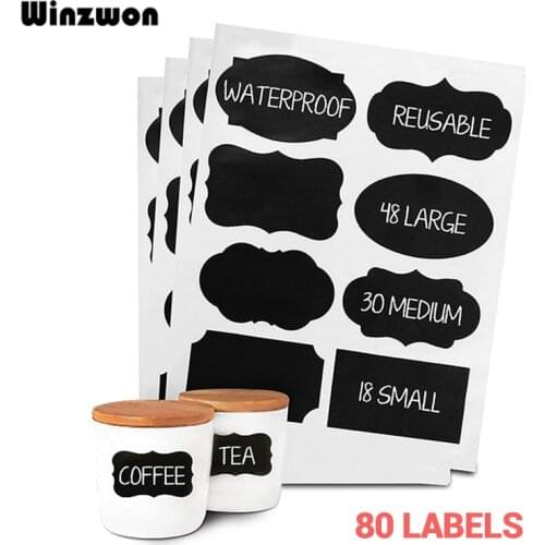 80Pcs/lot Reusable Waterproof Glass Bottle Jar Stickers Chalkboard Labels Blackboard Stickers Home Kitchen Storage Classify Tags