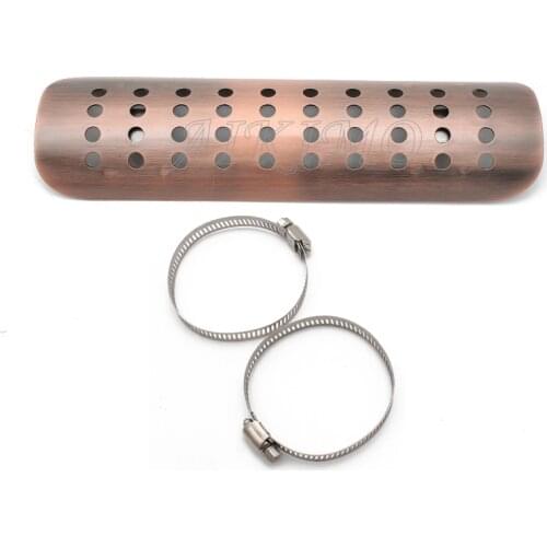 Motorcycle Hollow Style Bronze Color Curved Exhaust Muffler Pipe Heat Shield Cover Guard Protector Universal for Honda Harley