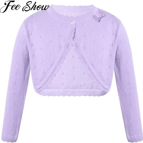 Toddler Girl Long Sleeve Bowknot Bolero Wedding Birthday Party Jacket Formal Knitted Crochet Cardigan Coat Kids Cape Clothing