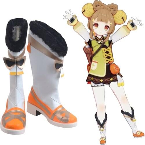 Anime Genshin Impact YaoYao Cosplay Wig YaoYao Cosplay Shoes Boots Halloween Carnival Accessories