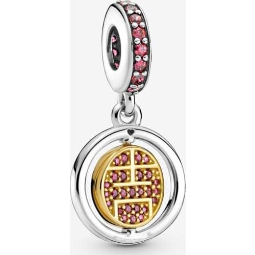 2021 New Valentines Day Spinning Lucky Dangle Charms 925 Sterling Silver Fit Bead Bracelets New Year Gift DIY For Women Jewelry