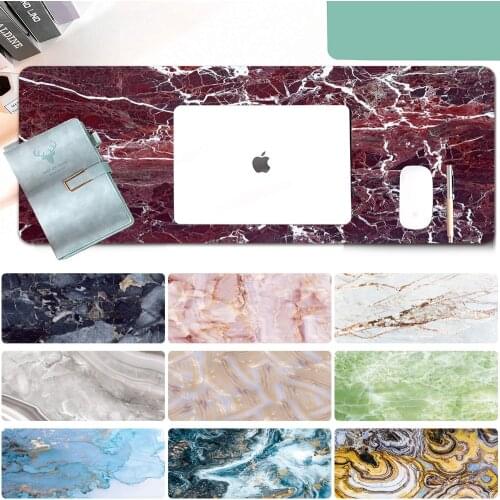 Marble Print Pattern Portable Large Mouse Pad Gamer Waterproof PU Leather Mat Computer Mousepad Keyboard Table Mat