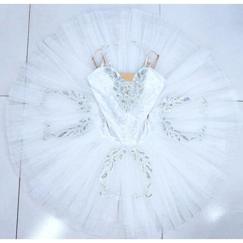 Professional Ballet Tutu Dress Costume white swan lake performance stage costume La sylphide pancake tutu for child