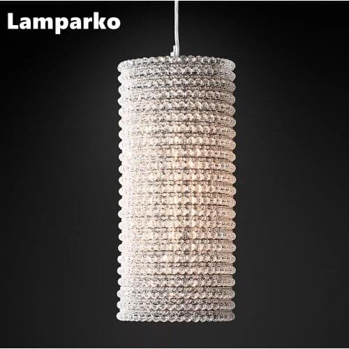 Modern Minimalist LED Pendant Light Glass Bead Cylinder Chandelier Lighting Dining Room Smoky Hanging Lamp Bedroom Light Fixture