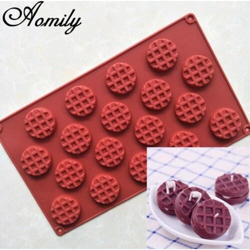 Aomily DIY Waffle Shape Cookies Chocolate Cake Mould Handmade Candles Mold Baking Tray Bakeware Home Kitchen Accessories Gadgets