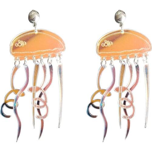 Novelty earing Air fantasy fairy fairy wave Tassel jellyfish earrings Japanese studs no hole clip Quirky earings
